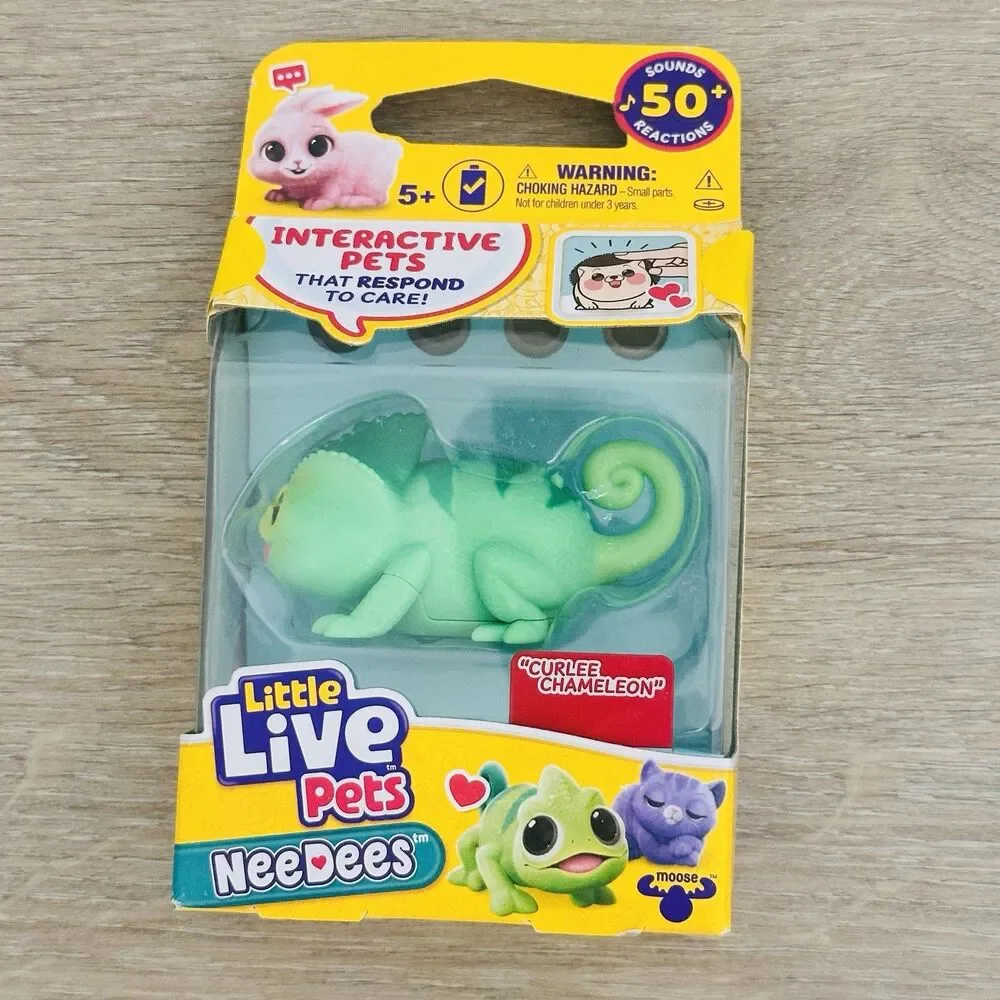 Little Live Pets NeeDees Curlee Chameleon Lizard Interactive Care Toy NEW